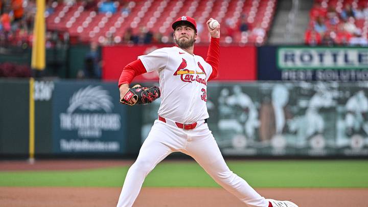 Jun 24, 2026; St. Louis, Missouri, USA; St. Louis Cardinals starting pitcher Matthew Liberatore (32) pitches against the Arizona Diamondbacks during the first inning at Busch Stadium. Mandatory Credit: Jeff Curry-Imagn Images Jun 24, 2026; St. Louis, Missouri, USA; St. Louis Cardinals starting pitcher Matthew Liberatore (32) pitches against the Arizona Diamondbacks during the first inning at Busch Stadium. Mandatory Credit: Jeff Curry-Imagn Images