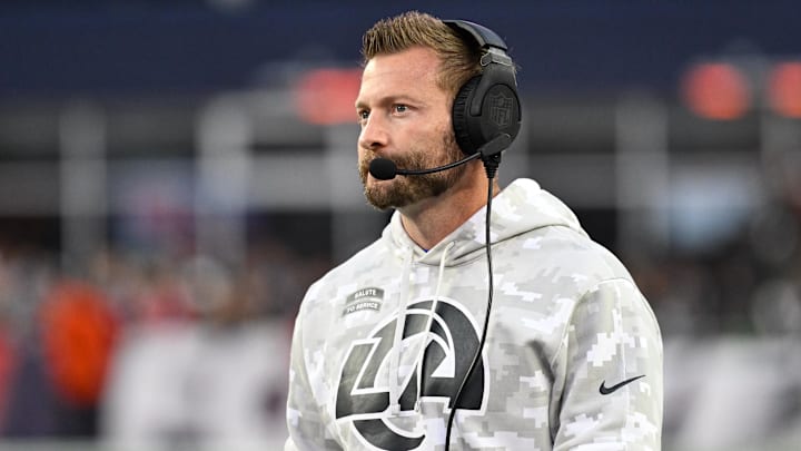 Sean McVay during the Rams' 28–22 win over the Patriots on Nov. 17, 2024.