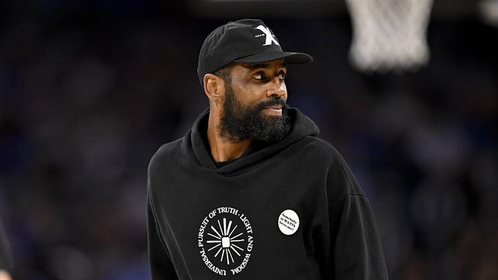 Oct 6, 2025; Fort Worth, Texas, USA; Dallas Mavericks guard Kyrie Irving (11) walks on the court during the second half against the Oklahoma City Thunder at Dickie's Arena. Mandatory Credit: Jerome Miron-Imagn Images
