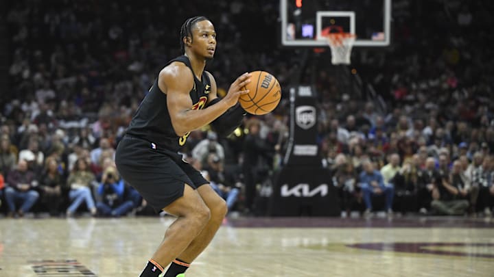 Nov 8, 2024; Cleveland, Ohio, USA; Cleveland Cavaliers forward Isaac Okoro (35) shoots in the first quarter against the Golden State Warriors at Rocket Mortgage FieldHouse. Mandatory Credit: David Richard-Imagn Images Nov 8, 2024; Cleveland, Ohio, USA; Cleveland Cavaliers forward Isaac Okoro (35) shoots in the first quarter against the Golden State Warriors at Rocket Mortgage FieldHouse. Mandatory Credit: David Richard-Imagn Images