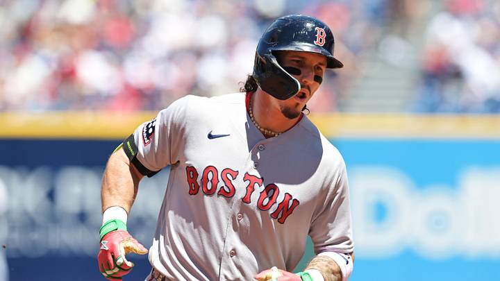 May 31, 2026; Cleveland, Ohio, USA; Boston Red Sox center fielder Jarren Duran (16) rounds the bases after hitting a home run during the first inning against the Cleveland Guardians at Progressive Field. Mandatory Credit: Ken Blaze-Imagn Images