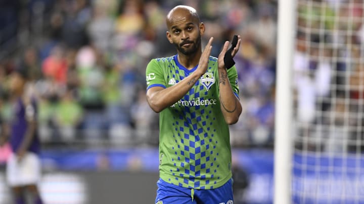 Jun 24, 2023; Seattle, Washington, USA; Seattle Sounders forward Heber (19) applauds fans after