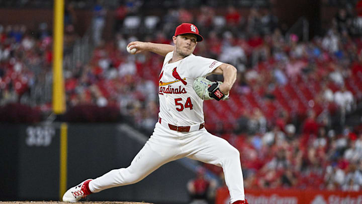 Sep 18, 2024; St. Louis, Missouri, USA;  St. Louis Cardinals starting pitcher Sonny Gray (54) pitches against the Pittsburgh Pirates during the second inning at Busch Stadium. Mandatory Credit: Jeff Curry-Imagn Images