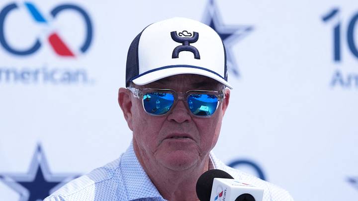 Jul 28, 2026; Oxnard, CA, USA; Dallas Cowboys executive vice president Stephen Jones at training camp opening press conference at River Ridge Playing Fields. Mandatory Credit: Kirby Lee-Imagn Images Jul 28, 2026; Oxnard, CA, USA; Dallas Cowboys executive vice president Stephen Jones at training camp opening press conference at River Ridge Playing Fields. Mandatory Credit: Kirby Lee-Imagn Images