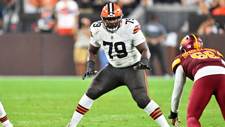 Offensive Tackle, Tyrone Wheatley Jr. Washington Commanders v Cleveland Browns