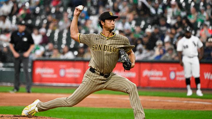 Sep 20, 2025; Chicago, Illinois, USA; San Diego Padres pitcher Yu Darvish (11) delivers during the first inning against the Chicago White Sox at Rate Field. Mandatory Credit: Matt Marton-Imagn Images Sep 20, 2025; Chicago, Illinois, USA; San Diego Padres pitcher Yu Darvish (11) delivers during the first inning against the Chicago White Sox at Rate Field. Mandatory Credit: Matt Marton-Imagn Images