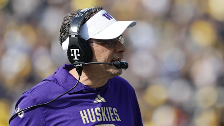 Oct 18, 2025; Ann Arbor, Michigan, USA; Washington Huskies head coach Jedd Fisch on the sideline in the first half against the Michigan Wolverines at Michigan Stadium. Mandatory Credit: Rick Osentoski-Imagn Images Oct 18, 2025; Ann Arbor, Michigan, USA; Washington Huskies head coach Jedd Fisch on the sideline in the first half against the Michigan Wolverines at Michigan Stadium. Mandatory Credit: Rick Osentoski-Imagn Images