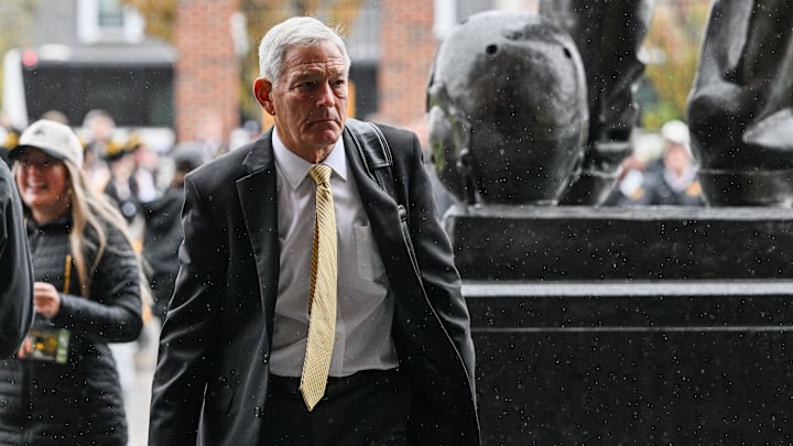 Iowa City, Iowa, USA; Iowa Hawkeyes head coach Kirk Ferentz enters Kinnick Stadium before the game against the Oregon Ducks. Iowa City, Iowa, USA; Iowa Hawkeyes head coach Kirk Ferentz enters Kinnick Stadium before the game against the Oregon Ducks.