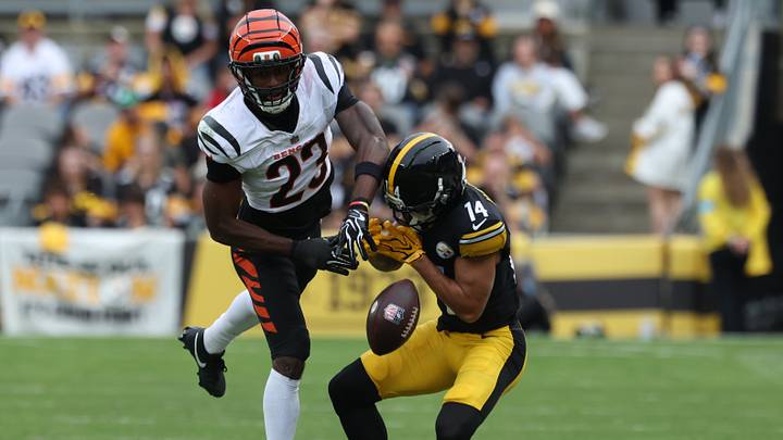 Sep 27, 2026; Pittsburgh, Pennsylvania, USA; Cincinnati Bengals cornerback Dax Hill (23) breaks up a pass intended for Pittsburgh Steelers wide receiver Roman Wilson (14) during the fourth quarter at Acrisure Stadium. Mandatory Credit: Charles LeClaire-Imagn Images Sep 27, 2026; Pittsburgh, Pennsylvania, USA; Cincinnati Bengals cornerback Dax Hill (23) breaks up a pass intended for Pittsburgh Steelers wide receiver Roman Wilson (14) during the fourth quarter at Acrisure Stadium. Mandatory Credit: Charles LeClaire-Imagn Images