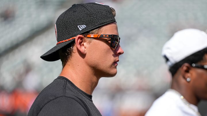 Cincinnati Bengals quarterback Joe Burrow (9) walks for the locker room after the fourth quarter of the NFL Preseason Week 3 game between the Cincinnati Bengals and the Indianapolis Colts at Paycor Stadium in Cincinnati on Saturday, Aug. 23, 2025. The Colts won 41-14.
