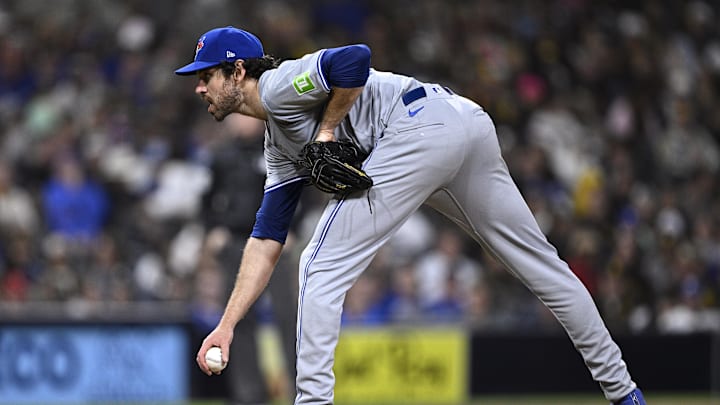 Toronto Blue Jays relief pitcher Jordan Romano (68) prepares to pitch against the San Diego Padres during the ninth inning at Petco Park on April 20. Toronto Blue Jays relief pitcher Jordan Romano (68) prepares to pitch against the San Diego Padres during the ninth inning at Petco Park on April 20.