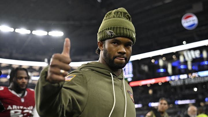 Nov 3, 2025; Arlington, Texas, USA; Arizona Cardinals quarterback Kyler Murray (1) leaves the field after defeating the Dallas Cowboys at AT&T Stadium. Mandatory Credit: Jerome Miron-Imagn Images