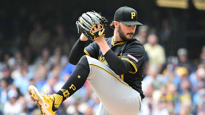Pittsburgh Pirates starting pitcher Paul Skenes (30) throws a pitch in the first inning against the Milwaukee Brewers at American Family Field on June 25. 