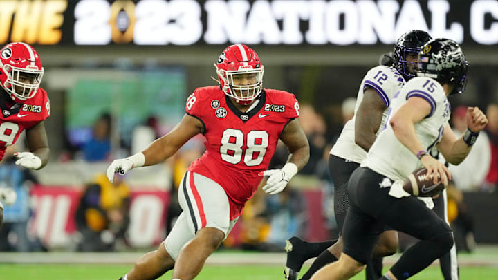 Jan 9, 2023; Inglewood, CA, USA; Georgia Bulldogs defensive lineman Jalen Carter (88)
