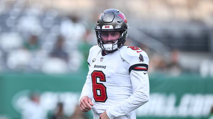 Aug 14, 2026; East Rutherford, New Jersey, USA; Tampa Bay Buccaneers quarterback Baker Mayfield (6) warms up before a game against the New York Giants at MetLife Stadium. Mandatory Credit: John Jones-Imagn Images Aug 14, 2026; East Rutherford, New Jersey, USA; Tampa Bay Buccaneers quarterback Baker Mayfield (6) warms up before a game against the New York Giants at MetLife Stadium. Mandatory Credit: John Jones-Imagn Images