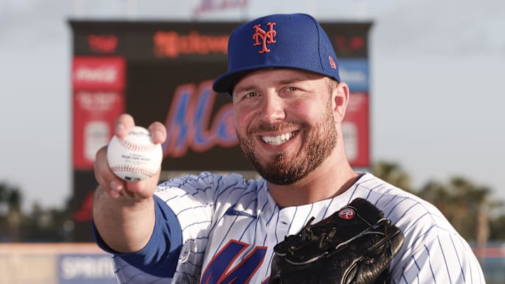Feb 23, 2023; Port St. Lucie, FL, USA;  New York Mets pitcher Tommy Hunter poses for a picture