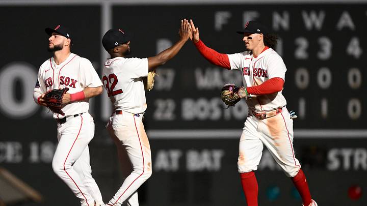 Jun 29, 2026; Boston, Massachusetts, USA; Boston Red Sox left fielder Jarren Duran (16) high-fives shortstop Andruw Monasterio (32) after a game against the Washington Nationals at Fenway Park. Mandatory Credit: Brian Fluharty-Imagn Images Jun 29, 2026; Boston, Massachusetts, USA; Boston Red Sox left fielder Jarren Duran (16) high-fives shortstop Andruw Monasterio (32) after a game against the Washington Nationals at Fenway Park. Mandatory Credit: Brian Fluharty-Imagn Images