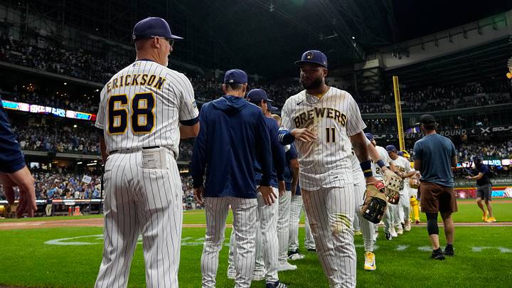 Aug 8, 2026; Milwaukee, Wisconsin, USA; Milwaukee Brewers left fielder Jackson Chourio (11) following the game against the Minnesota Twins at American Family Field. Mandatory Credit: Jeff Hanisch-Imagn Images Aug 8, 2026; Milwaukee, Wisconsin, USA; Milwaukee Brewers left fielder Jackson Chourio (11) following the game against the Minnesota Twins at American Family Field. Mandatory Credit: Jeff Hanisch-Imagn Images