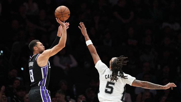 Oct 16, 2026; San Antonio, Texas, USA; Sacramento Kings guard Zach LaVine (8) shoots over San Antonio Spurs guard Stephon Castle (5) during the first half against the San Antonio Spurs at Frost Bank Center. Mandatory Credit: Scott Wachter-Imagn Images Oct 16, 2026; San Antonio, Texas, USA; Sacramento Kings guard Zach LaVine (8) shoots over San Antonio Spurs guard Stephon Castle (5) during the first half against the San Antonio Spurs at Frost Bank Center. Mandatory Credit: Scott Wachter-Imagn Images