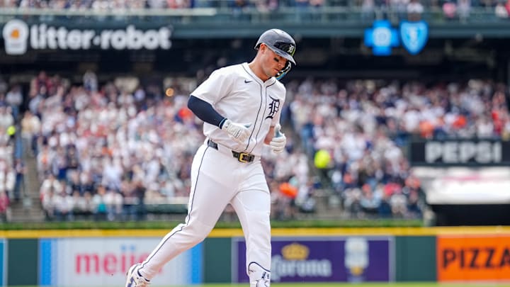 Spencer Torkelson hits a home run for the Detroit Tigers in 2025.