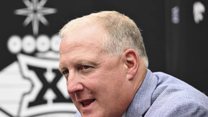 Jul 9, 2024; Las Vegas, NV, USA; Head coach Chris Klieman of Kansas State speaks to the media during the Big 12 Media Days at Allegiant Stadium. Mandatory Credit: Candice Ward-USA TODAY Sports Jul 9, 2024; Las Vegas, NV, USA; Head coach Chris Klieman of Kansas State speaks to the media during the Big 12 Media Days at Allegiant Stadium. Mandatory Credit: Candice Ward-USA TODAY Sports