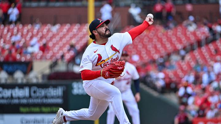 Jul 12, 2026; St. Louis, Missouri, USA; St. Louis Cardinals pitcher Jojo Romero (59) throws against the Atlanta Braves during the ninth inning at Busch Stadium. Mandatory Credit: Jeff Curry-Imagn Images Jul 12, 2026; St. Louis, Missouri, USA; St. Louis Cardinals pitcher Jojo Romero (59) throws against the Atlanta Braves during the ninth inning at Busch Stadium. Mandatory Credit: Jeff Curry-Imagn Images