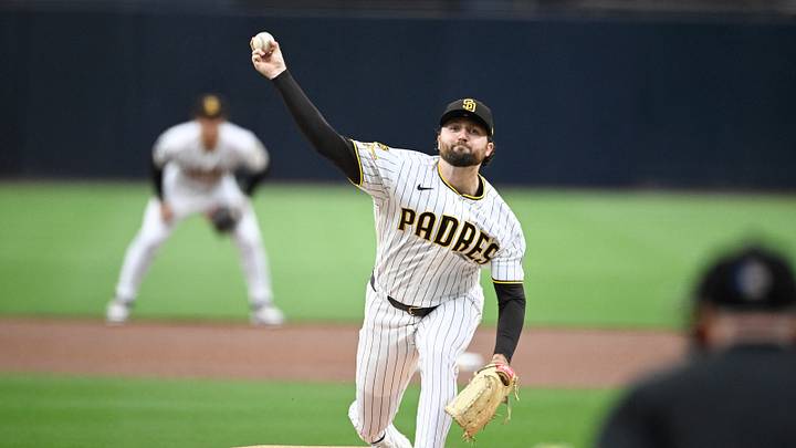 Aug 10, 2026; San Diego, California, USA; San Diego Padres pitcher Casey Mize (32) delivers during the first inning against the Milwaukee Brewers at Petco Park. Mandatory Credit: Denis Poroy-Imagn Images