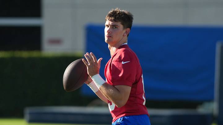 Jul 27, 2026; Westchester, CA, USA; Los Angeles Rams quarterback Ty Simpson (15) throws the ball during training camp at Loyola Marymount University. Mandatory Credit: Kirby Lee-Imagn Images Jul 27, 2026; Westchester, CA, USA; Los Angeles Rams quarterback Ty Simpson (15) throws the ball during training camp at Loyola Marymount University. Mandatory Credit: Kirby Lee-Imagn Images