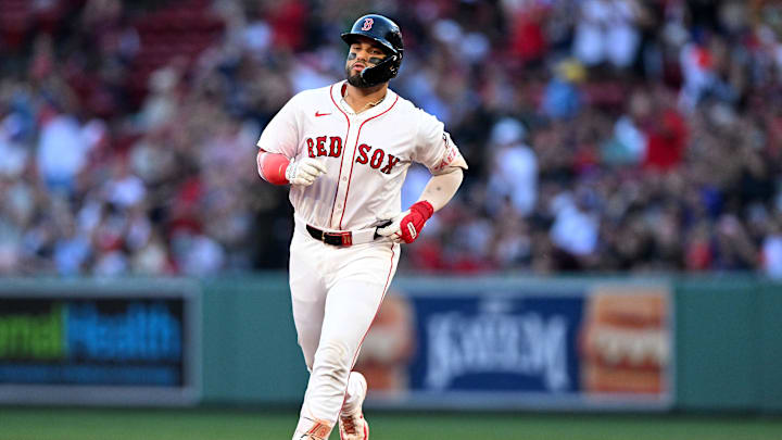 Jul 9, 2025; Boston, Massachusetts, USA; Boston Red Sox catcher Carlos Narvaez (75) runs the bases after hitting a solo home run against the Colorado Rockies during the second inning at Fenway Park. Mandatory Credit: Brian Fluharty-Imagn Images Jul 9, 2025; Boston, Massachusetts, USA; Boston Red Sox catcher Carlos Narvaez (75) runs the bases after hitting a solo home run against the Colorado Rockies during the second inning at Fenway Park. Mandatory Credit: Brian Fluharty-Imagn Images