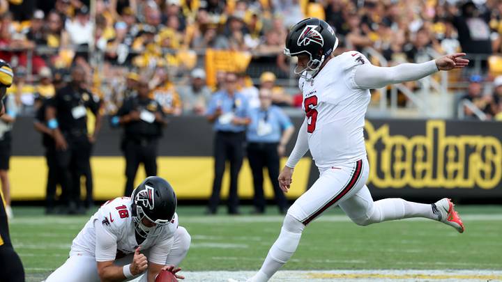 Sep 13, 2026; Pittsburgh, Pennsylvania, USA; Atlanta Falcons kicker Nick Folk (6) kicks a field goal during the third quarter against the Pittsburgh Steelers at Acrisure Stadium. Mandatory Credit: Charles LeClaire-Imagn Images Sep 13, 2026; Pittsburgh, Pennsylvania, USA; Atlanta Falcons kicker Nick Folk (6) kicks a field goal during the third quarter against the Pittsburgh Steelers at Acrisure Stadium. Mandatory Credit: Charles LeClaire-Imagn Images