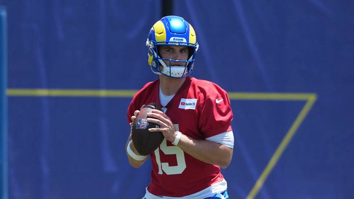 Jun 2, 2026; Woodland Hills, CA, USA; Los Angeles Rams quarterback Ty Simpson (15) throws the ball during organized team activities at Rams Practice Facility. Mandatory Credit: Kirby Lee-Imagn Images Jun 2, 2026; Woodland Hills, CA, USA; Los Angeles Rams quarterback Ty Simpson (15) throws the ball during organized team activities at Rams Practice Facility. Mandatory Credit: Kirby Lee-Imagn Images