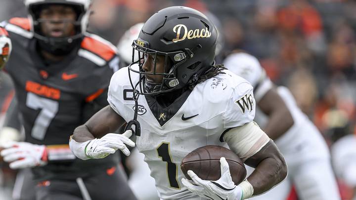 Oct 11, 2025; Corvallis, Oregon, USA; Wake Forest Demon Deacons running back Demond Claiborne (1) runs the ball during the second half against the Oregon State Beavers at Reser Stadium. Mandatory Credit: Craig Strobeck-Imagn Images Oct 11, 2025; Corvallis, Oregon, USA; Wake Forest Demon Deacons running back Demond Claiborne (1) runs the ball during the second half against the Oregon State Beavers at Reser Stadium. Mandatory Credit: Craig Strobeck-Imagn Images
