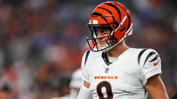 Cincinnati Bengals quarterback Joe Burrow (9) asked for a different helmet in the first quarter of the NFL Preseason game between the Cincinnati Bengals and the Detroit Lions at Paycor Stadium in Cincinnati on Thursday, Aug. 13, 2026. Cincinnati Bengals quarterback Joe Burrow (9) asked for a different helmet in the first quarter of the NFL Preseason game between the Cincinnati Bengals and the Detroit Lions at Paycor Stadium in Cincinnati on Thursday, Aug. 13, 2026.