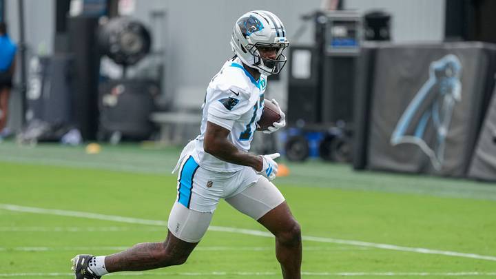 Carolina Panthers wide receiver Xavier Legette (17) runs after the catch Carolina Panthers wide receiver Xavier Legette (17) runs after the catch