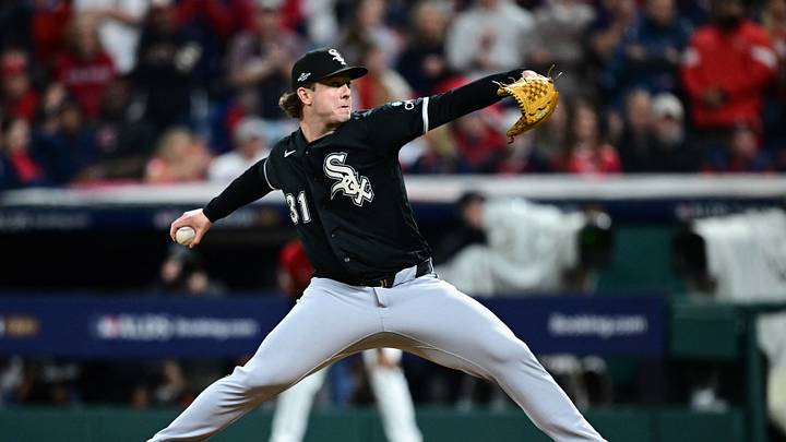 Oct 10, 2026; Cleveland, Ohio, USA; Chicago White Sox pitcher Grant Taylor (31) delivers a pitch during the eighth inning against the Cleveland Guardians in game five of the ALDS for the 2026 MLB Playoffs at Progressive Field. Mandatory Credit: David Dermer-Imagn Images Oct 10, 2026; Cleveland, Ohio, USA; Chicago White Sox pitcher Grant Taylor (31) delivers a pitch during the eighth inning against the Cleveland Guardians in game five of the ALDS for the 2026 MLB Playoffs at Progressive Field. Mandatory Credit: David Dermer-Imagn Images