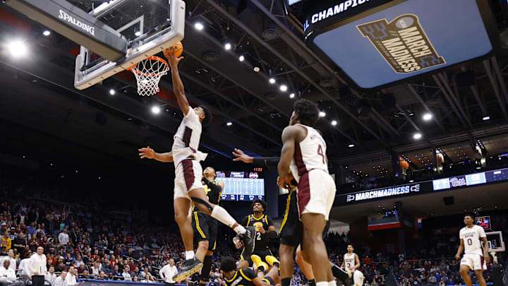 Mar 14, 2023; Dayton, OH, USA; Mississippi State Bulldogs forward Tolu Smith (1) goes to the basket