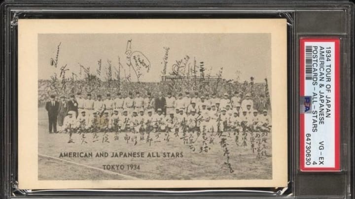 Postcard from 1934 Tour of Japan All-Stars
