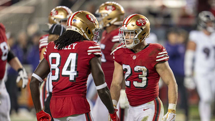 Dec 25, 2023; Santa Clara, California, USA; San Francisco 49ers running back Christian McCaffrey