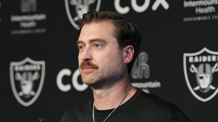 May 28, 2026; Henderson, NV, USA; Las Vegas Raiders offensive coordinator Andrew Janocko speaks during a news conference during organized team activities at Intermountain Health Performance Center. Mandatory Credit: Candice Ward-Imagn Images May 28, 2026; Henderson, NV, USA; Las Vegas Raiders offensive coordinator Andrew Janocko speaks during a news conference during organized team activities at Intermountain Health Performance Center. Mandatory Credit: Candice Ward-Imagn Images