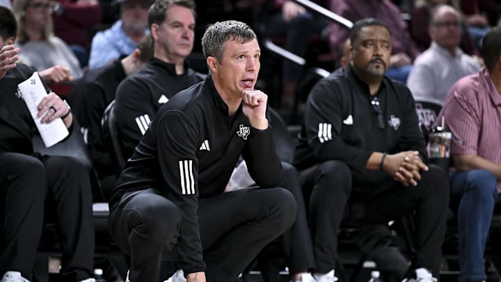 Feb 11, 2026; College Station, Texas, USA; Texas A&M Aggies head coach Bucky McMillan looks on during the second half against the Missouri Tigers at Reed Arena. Mandatory Credit: Maria Lysaker-Imagn Images Feb 11, 2026; College Station, Texas, USA; Texas A&M Aggies head coach Bucky McMillan looks on during the second half against the Missouri Tigers at Reed Arena. Mandatory Credit: Maria Lysaker-Imagn Images