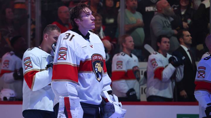 Florida Panthers goaltender Cooper Black (31) stands for the national anthem before making his NHL debut against the Pittsburgh Penguins at PPG Paints Arena. Mandatory Credit: Charles LeClaire-Imagn Images Florida Panthers goaltender Cooper Black (31) stands for the national anthem before making his NHL debut against the Pittsburgh Penguins at PPG Paints Arena. Mandatory Credit: Charles LeClaire-Imagn Images