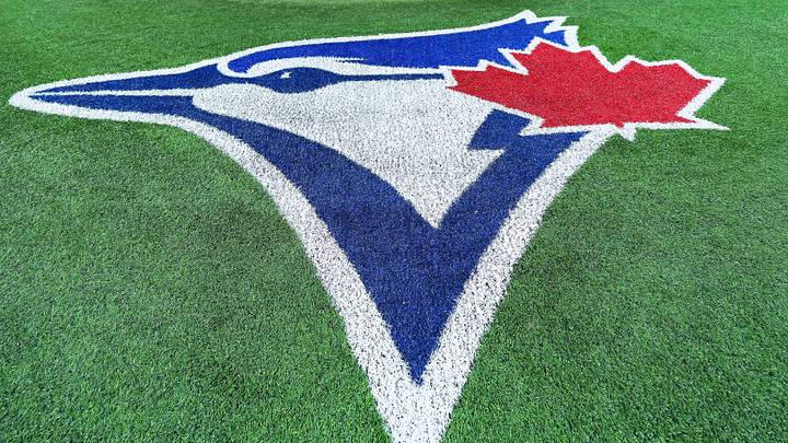 Mar 27, 2025; Toronto, Ontario, CAN;  A general view of the Toronto Blue Jays logo during Opening Day before a game against the Baltimore Orioles at Rogers Centre. Mandatory Credit: Nick Turchiaro-Imagn Images