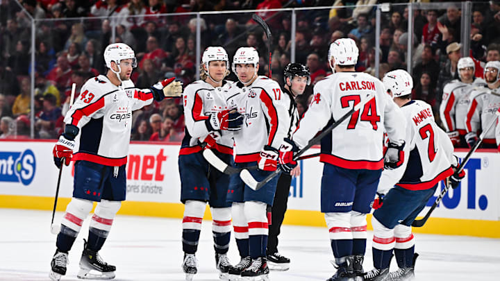 Jakob Chychrun, Connor McMichael, Dylan Strome, John Carlson, Tom Wilson, Washington Capitals