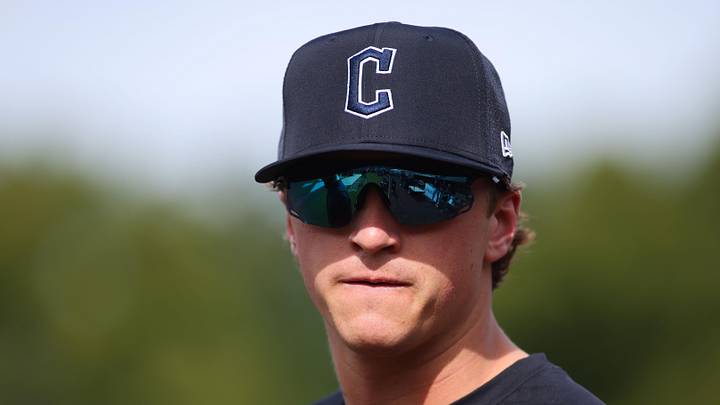 May 1, 2026; West Sacramento, California, USA; Cleveland Guardians Petey Halpin looks on before a baseball game against the Athletics at Sutter Health Park. Mandatory Credit: Scott Marshall-Imagn Images