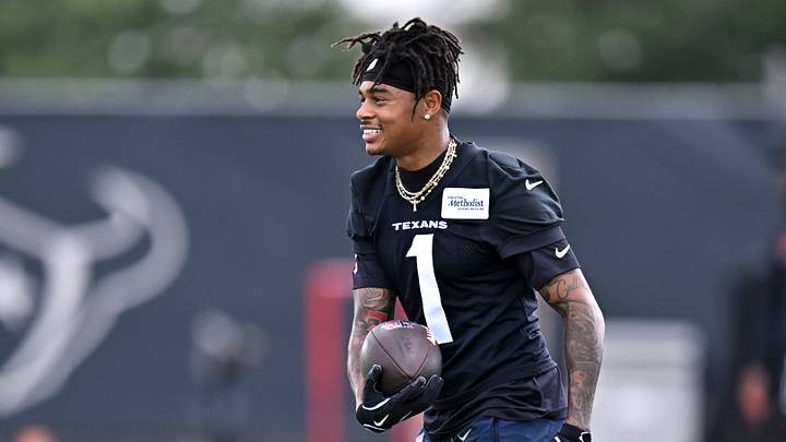 Jun 10, 2026; Houston, Texas, USA; Houston Texans wide receiver Tank Dell (1) participates during the team’s minicamp at Houston Methodist Training Center. Mandatory Credit: Maria Lysaker-Imagn Images Jun 10, 2026; Houston, Texas, USA; Houston Texans wide receiver Tank Dell (1) participates during the team’s minicamp at Houston Methodist Training Center. Mandatory Credit: Maria Lysaker-Imagn Images