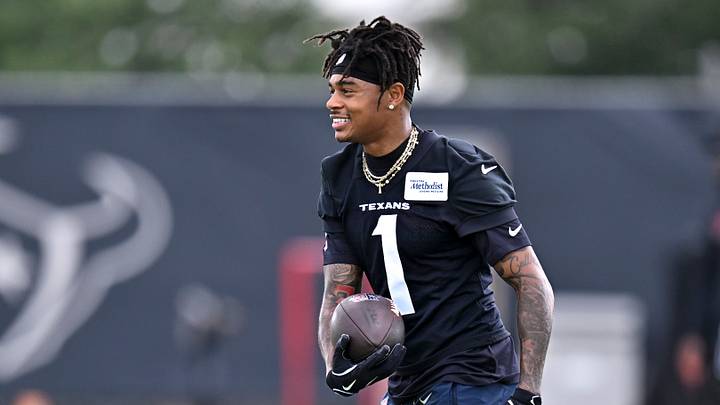 Jun 10, 2026; Houston, Texas, USA; Houston Texans wide receiver Tank Dell (1) participates during the team’s minicamp at Houston Methodist Training Center. Mandatory Credit: Maria Lysaker-Imagn Images Jun 10, 2026; Houston, Texas, USA; Houston Texans wide receiver Tank Dell (1) participates during the team’s minicamp at Houston Methodist Training Center. Mandatory Credit: Maria Lysaker-Imagn Images