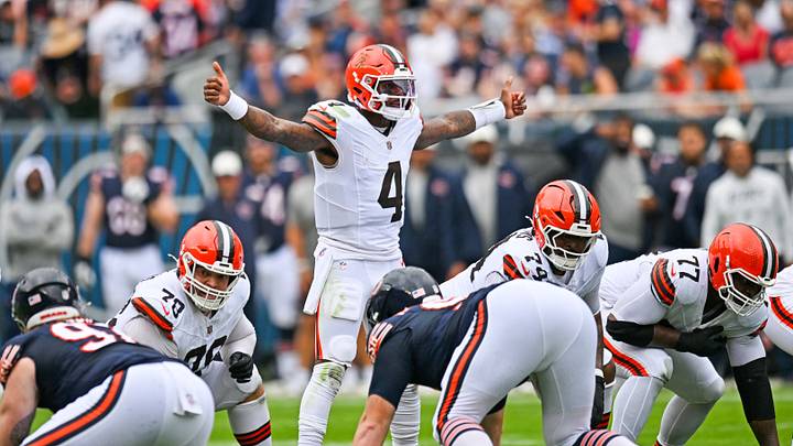Aug 15, 2026; Chicago, Illinois, USA; Cleveland Browns quarterback Deshaun Watson (4) prepares to run a play against the Chicago Bears during the first half at Soldier Field. Mandatory Credit: Patrick Gorski-Imagn Images Aug 15, 2026; Chicago, Illinois, USA; Cleveland Browns quarterback Deshaun Watson (4) prepares to run a play against the Chicago Bears during the first half at Soldier Field. Mandatory Credit: Patrick Gorski-Imagn Images