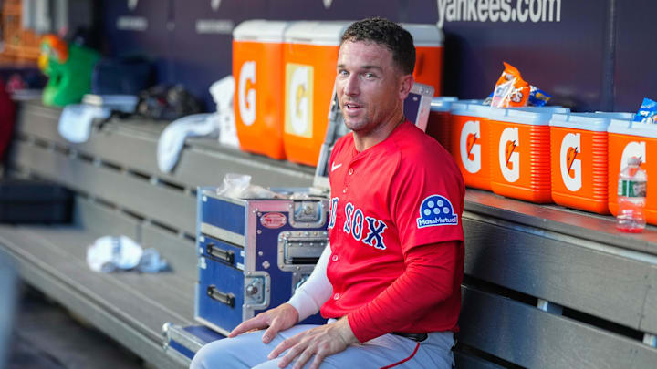 Aug 22, 2025; Bronx, New York, USA;  Boston Red Sox third baseman Alex Bregman (2) prior to the game against the New York Yankees at Yankee Stadium. Mandatory Credit: Gregory Fisher-Imagn Images