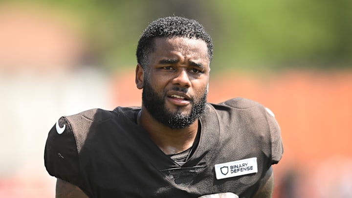 Jul 28, 2025; Berea, OH, USA; Cleveland Browns running back Pierre Strong Jr. (20) during training camp at CrossCountry Mortgage Campus. Mandatory Credit: Ken Blaze-Imagn Images