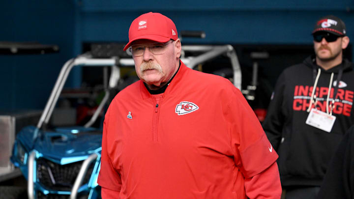 Dec 21, 2025; Nashville, Tennessee, USA; Kansas City Chiefs head coach Andy Reid before a game against the Tennessee Titans at Nissan Stadium. Mandatory Credit: Steve Roberts-Imagn Images Dec 21, 2025; Nashville, Tennessee, USA; Kansas City Chiefs head coach Andy Reid before a game against the Tennessee Titans at Nissan Stadium. Mandatory Credit: Steve Roberts-Imagn Images